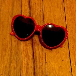 Betsey Johnson Red Rhinstone Heart Shaped Sunglasses